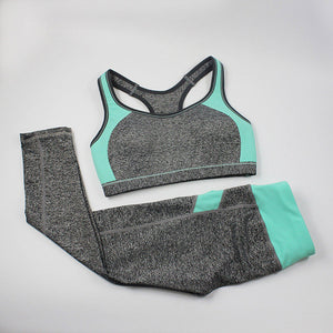 Vertvie Fitness Yoga Suit 2 Pieces Women Patchwork Wirefree Sports Bra + Legging Pants Sports Set Gym Running Jogging Tracksuit