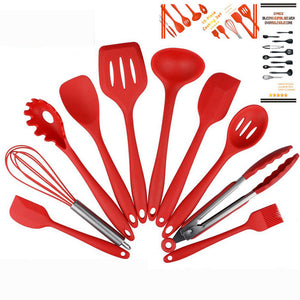 Set of 10pcs Silicone Kitchen Cooking Utensils Premium Heat Resistant and Non-Stick Kitchen Baking Tools