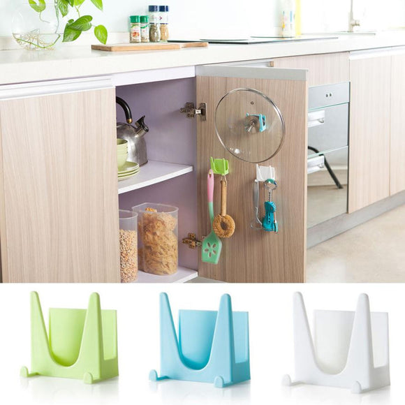 Super Deal Plastic Kitchen Pot Pan Cover Shell Cover Sucker Tool Bracket Storage Rack