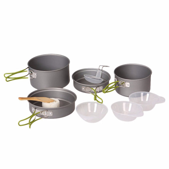 New Durable Senior Hard Aluminum Oxide Outdoor Hiking Camping Cookware Cooking Picnic Bowl Pot Pan Set Portable DS-301