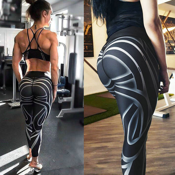 Women Sports Gym Yoga Workout Mid Waist Running Pants Fitness Elastic Leggings