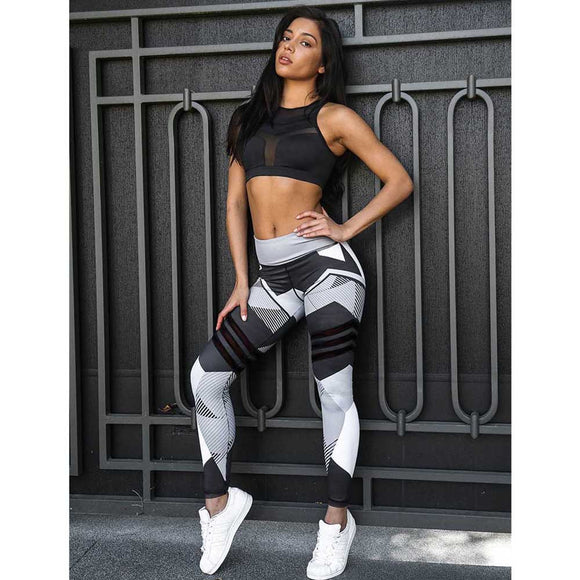 Women Sports Gym Yoga Workout Mid Waist Running Pants Fitness Elastic Leggings