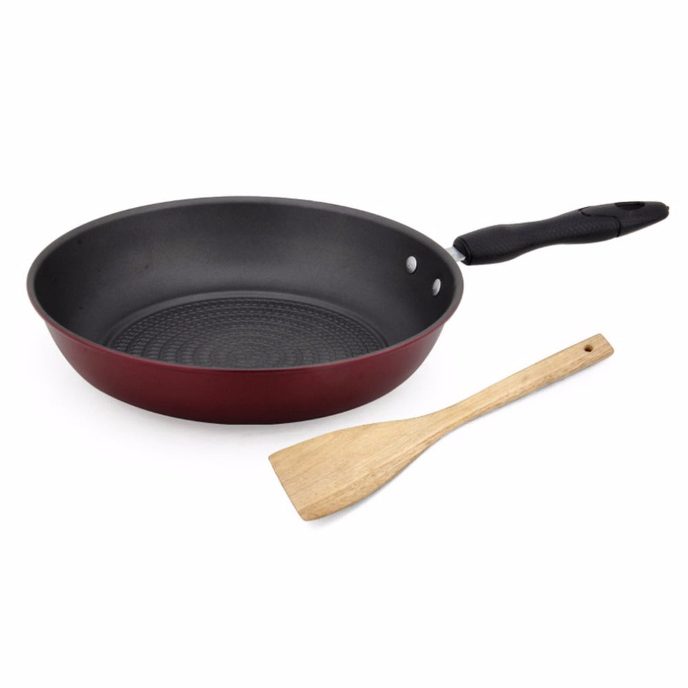 Multipurpose Frying Pan Non-Stick Skillet Pure Steel Cooker Oven With Wooden Turn Heat Insulated Handle Perfect Cookware